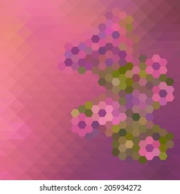 Abstract vector mosaic floral pattern background