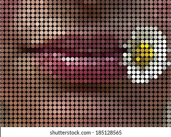 Abstract vector mosaic illustration of childÃ?Â´s lips.