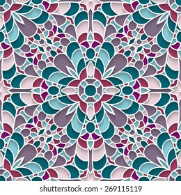 Abstract vector mosaic ornament, ceramic tile, majolica, seamless pattern