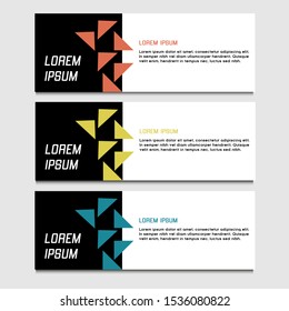Abstract vector, Motif vector. Set of three abstract vector banners. modern template design for web. Set of Modern Colorful banner template. Horizontal advertising banner.