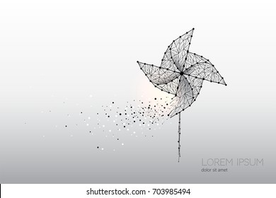 Abstract vector motion of windmill. 
line dot graphic design. suitable use for background, poster, banner, postcard, book cover and brochure.  - line stroke weight editable