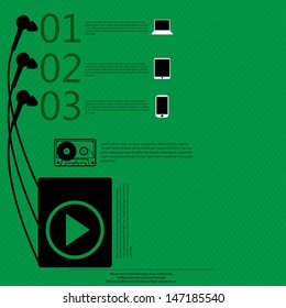 Abstract vector mp3 player with headphones