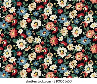 abstract vector multicolor small flowers full arrangement all over design illustration digital image for clothes motif design and paper