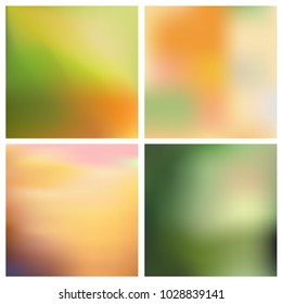 Abstract vector multicolored blurred background set. 4 colors set. Square blurred pink backgrounds set - sky clouds sea ocean beach colors