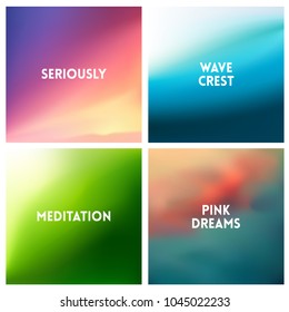 Abstract vector multicolored blurred background set. 4 colors set.