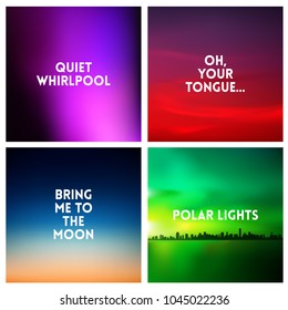 Abstract vector multicolored blurred background set. 4 colors set.