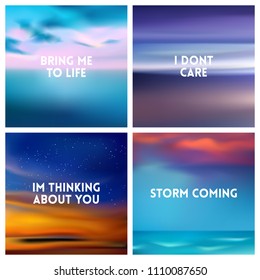 Abstract vector multicolored blurred background set. 4 colors set.