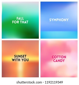 Abstract vector multicolored blurred background set. 4 colors set.