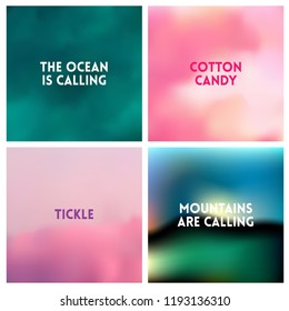 Abstract vector multicolored blurred background set. 4 colors set.