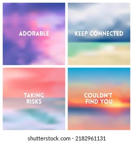 Abstract vector multicolored blurred background set. 4 colors set