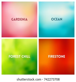 Abstract vector multicolored blurred background set. 4 colors set.