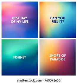 Abstract vector multicolored blurred background set. 4 colors set.