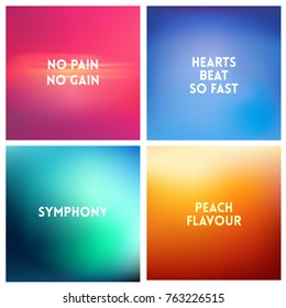Abstract vector multicolored blurred background set. 4 colors set.