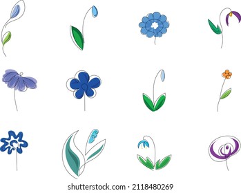 
Resumen vectorial de flores minimalistas multicolores. Colores primaverales y veraniegos. Flores simples y luminosas para la decoración y la decoración.