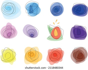 
Abstract vector multicolored minimalistic flowers. Spring and summer colors. Simple bright flowers for decoration and decor.