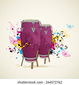 Abstract vector music background with drums
