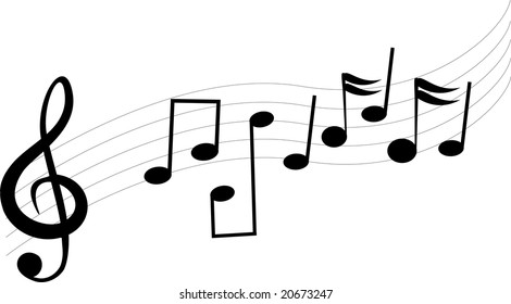Abstract vector music background on white