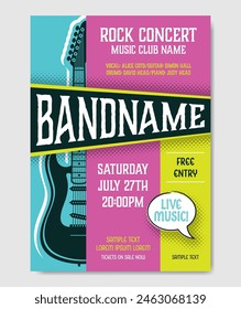 Abstract vector music concert poster with guitar