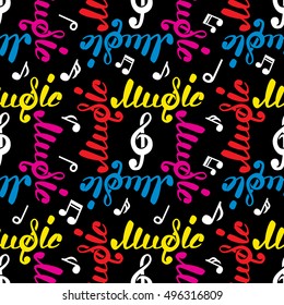 Abstract vector music seamless pattern