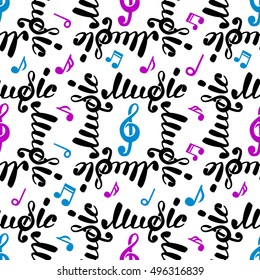 Abstract vector music seamless pattern