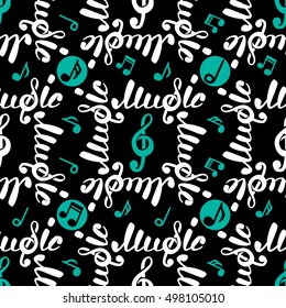 Abstract vector music seamless pattern