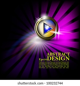 Abstract vector musical icon with shine colorful background.