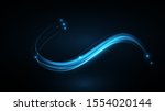 Abstract vector neon wave. Blue neon liquid. Elegant bright linear wave. Bright sparkling background. Vector background