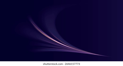 Abstract vector neon wave. Blue line, light waves png, magic glow, shine. Abstract shiny color blue wavy design. Glow luminous glitter shimmer trail.