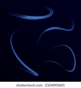 Abstract vector neon wave. Bright sparkling background. Blue neon liquid. Electric light, light effect png. Blue line, light waves png, magic glow, shine. Abstract shiny color blue wavy design.	