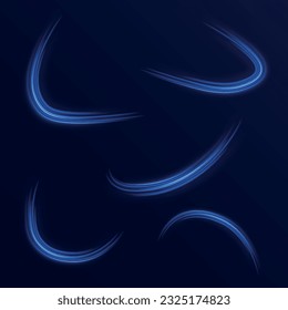 Abstract vector neon wave. Bright sparkling background. Blue neon liquid. Electric light, light effect png. Blue line, light waves png, magic glow, shine. Abstract shiny color blue wavy design.	