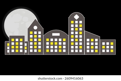 Abstract vector night city icon
Vector illustration of night city editable eps file with glowing windows