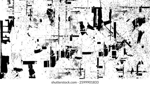 Abstract vector noise. Grunge texture overlay with rough and fine black particles isolated on white background. Vector illustration. EPS10.