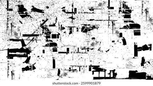 Abstract vector noise. Grunge texture overlay with rough and fine black particles isolated on white background. Vector illustration. EPS10.