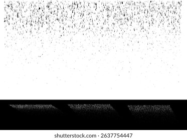 Abstract vector noise with raindrops, grunge texture overlay, and distressed uneven background. Rough and fine grains isolated on white.