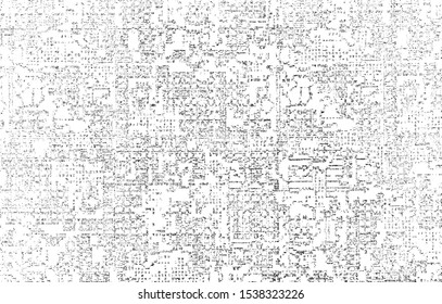 Abstract vector noise. Small particles of debris and dust. Distressed uneven background. Grunge texture overlay with fine grains isolated on white background. Vector illustration. EPS10.