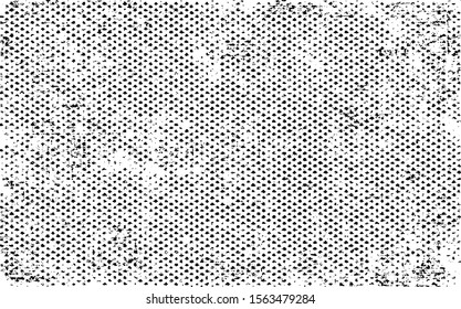 Abstract vector noise. Small particles of debris and dust. Distressed uneven background. Grunge texture overlay with fine grains isolated on white background. Vector illustration. EPS10.