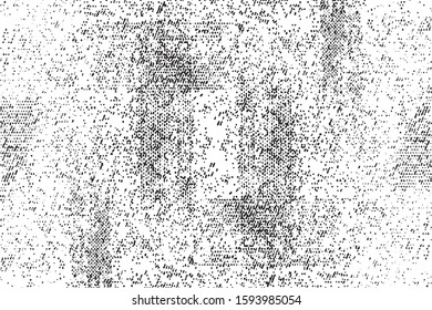 Abstract vector noise. Small particles of debris and dust. Distressed uneven background. Grunge texture overlay with fine grains isolated on white background. Vector illustration. EPS10.