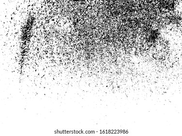 Abstract vector noise. Small particles of debris and dust. Distressed uneven background. Grunge texture overlay with fine grains isolated on white background. Vector illustration. EPS10.