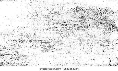 Abstract vector noise. Small particles of debris and dust. Distressed uneven background. Grunge texture overlay with rough and fine black particles isolated on white background. Vector illustration. 