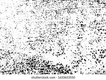 Abstract vector noise. Small particles of debris and dust. Distressed uneven background. Grunge texture overlay with rough and fine black particles isolated on white background. Vector illustration. 