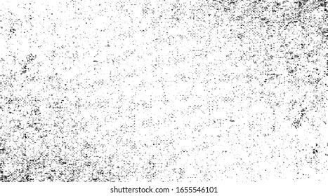 Abstract vector noise. Small particles of debris and dust. Distressed uneven background. Grunge texture overlay with rough and fine grains isolated on white background. Vector illustration. EPS10.