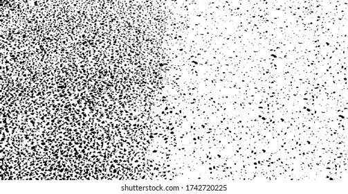 Abstract vector noise. Small particles of debris and dust. Distressed uneven background. Grunge texture overlay with rough and fine grains isolated on white background. Vector illustration. EPS10.