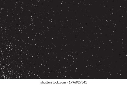 Abstract vector noise. Small particles of debris and dust. Distressed uneven background. Grunge texture overlay with rough and fine grains isolated on white background. Vector illustration. EPS10.