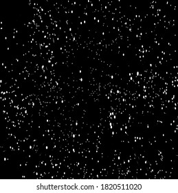 Abstract vector noise. Small particles of debris and dust. Distressed uneven background. Grunge texture overlay with rough and fine grains isolated on white background. Vector illustration. EPS10.