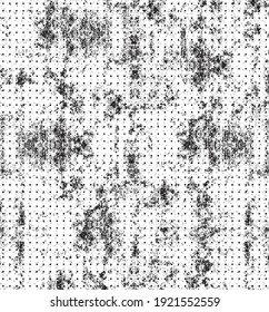 Abstract vector noise. Small particles of debris and dust. Distressed uneven background. Grunge texture overlay with rough and fine grains isolated on white background. Vector illustration. EPS10.