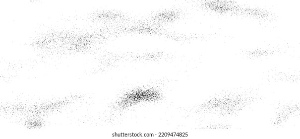 Abstract vector noise. Small particles of debris and dust. Distressed uneven background. Grunge texture overlay with rough and fine grains isolated on white background. Vector illustration. EPS10.