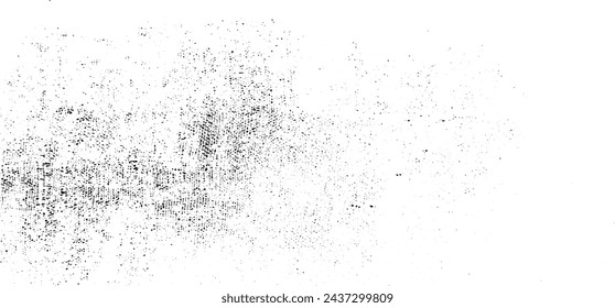 Abstract vector noise. Small particles of debris and dust. Distressed uneven background. Grunge texture overlay with rough and fine grains isolated on white background. Vector illustration. EPS10.