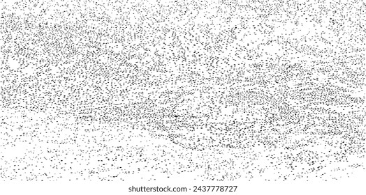 Abstract vector noise. Small particles of debris and dust. Distressed uneven background. Grunge texture overlay with rough and fine grains isolated on white background. Vector illustration. EPS10.