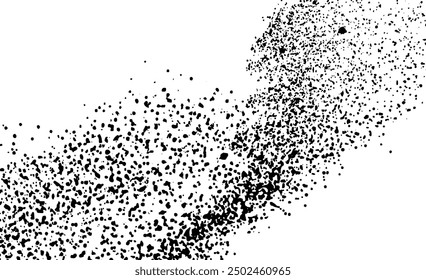 Abstract vector noise. Small particles of debris and dust. Distressed uneven background. Grunge texture overlay with rough and fine grains isolated on white background. Vector illustration. EPS10.