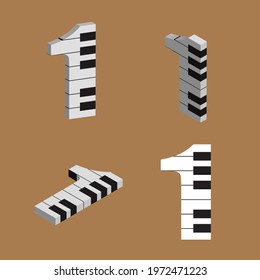 Abstract vector number 1  made from piano - numbers set